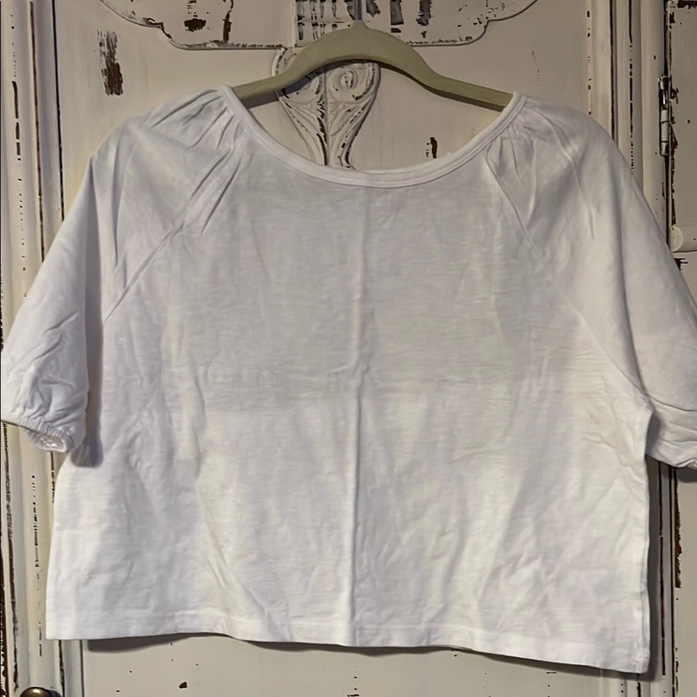 Aerie White Boxy Crop T-Shirt